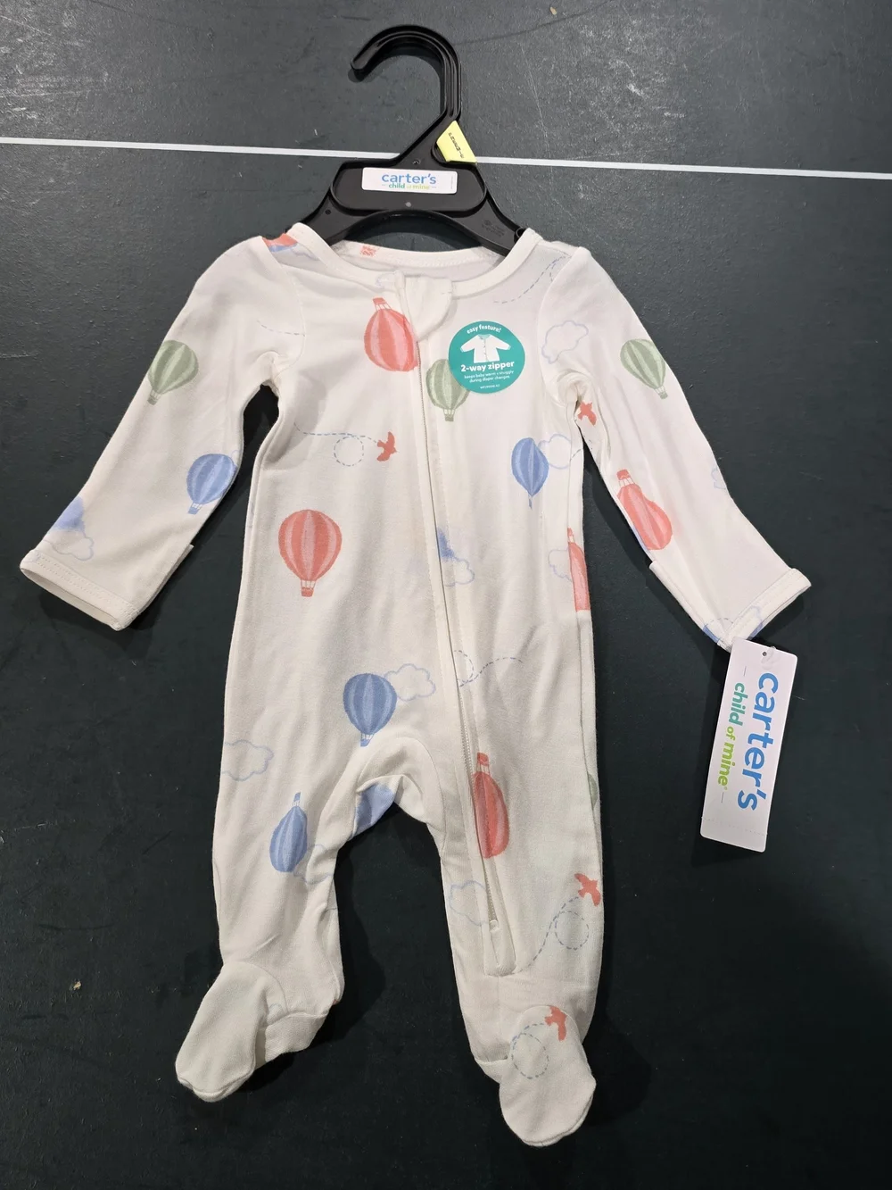 Carter's Cream Footed One-Piece with Hot Air Balloon Print